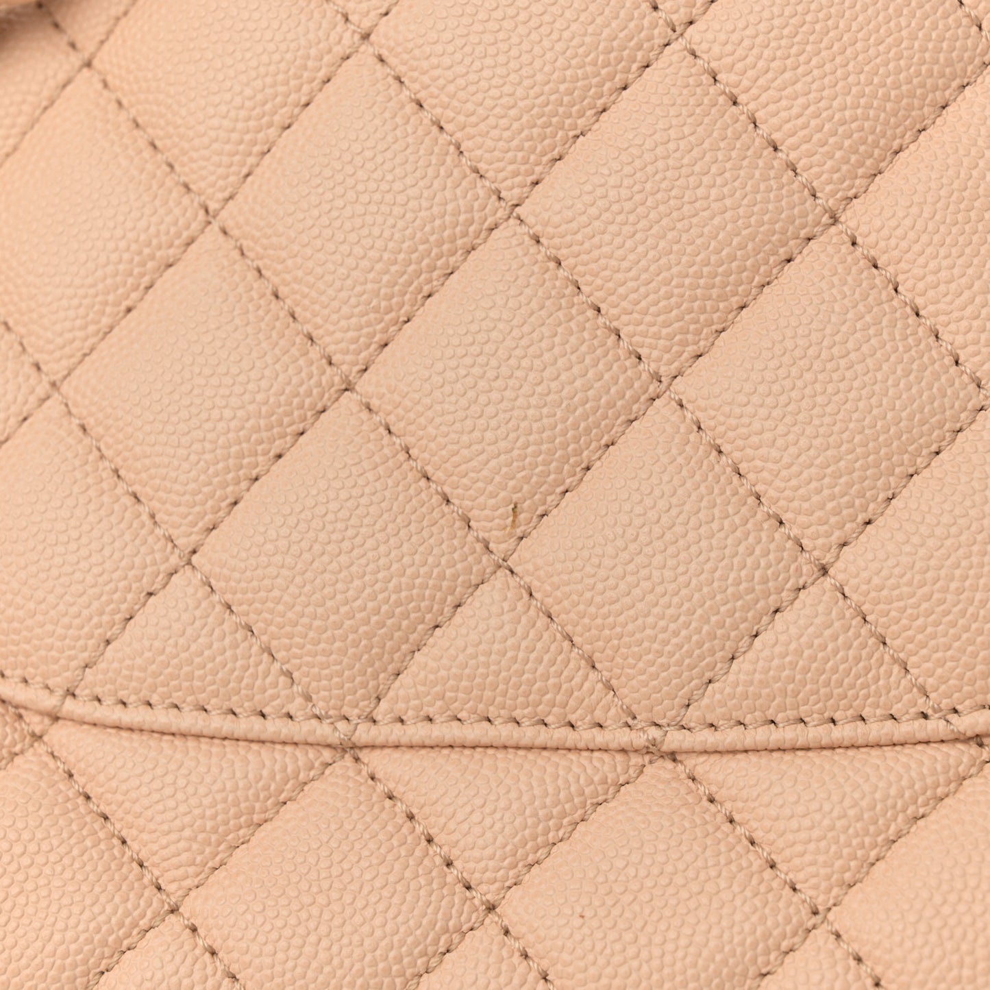 Caviar Quilted Small Coco Handle Flap Beige