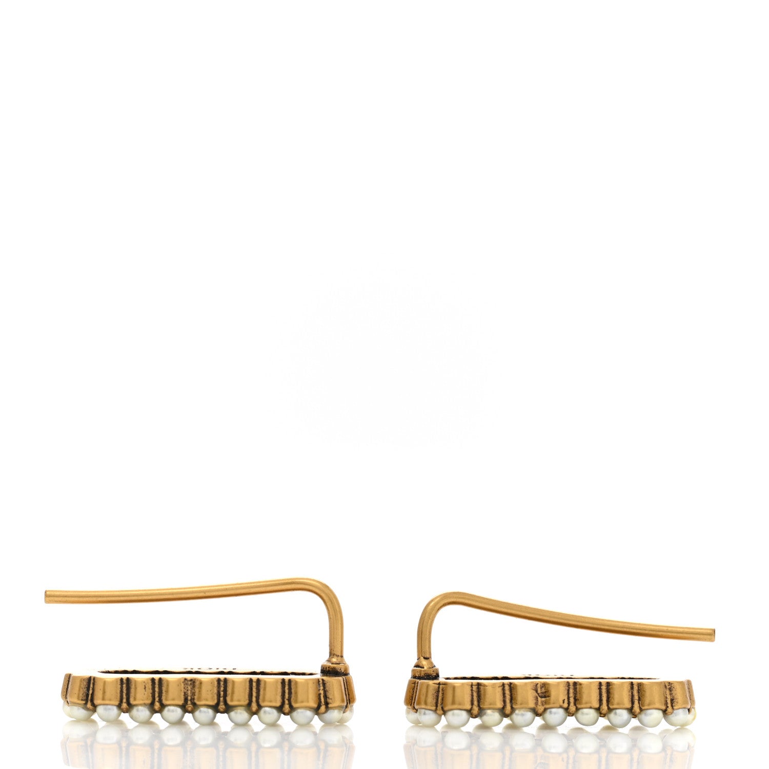 Christian Dior CHRISTIAN DIOR Pearl J'Adior Rectangle Earrings Antique Gold 3 of 4