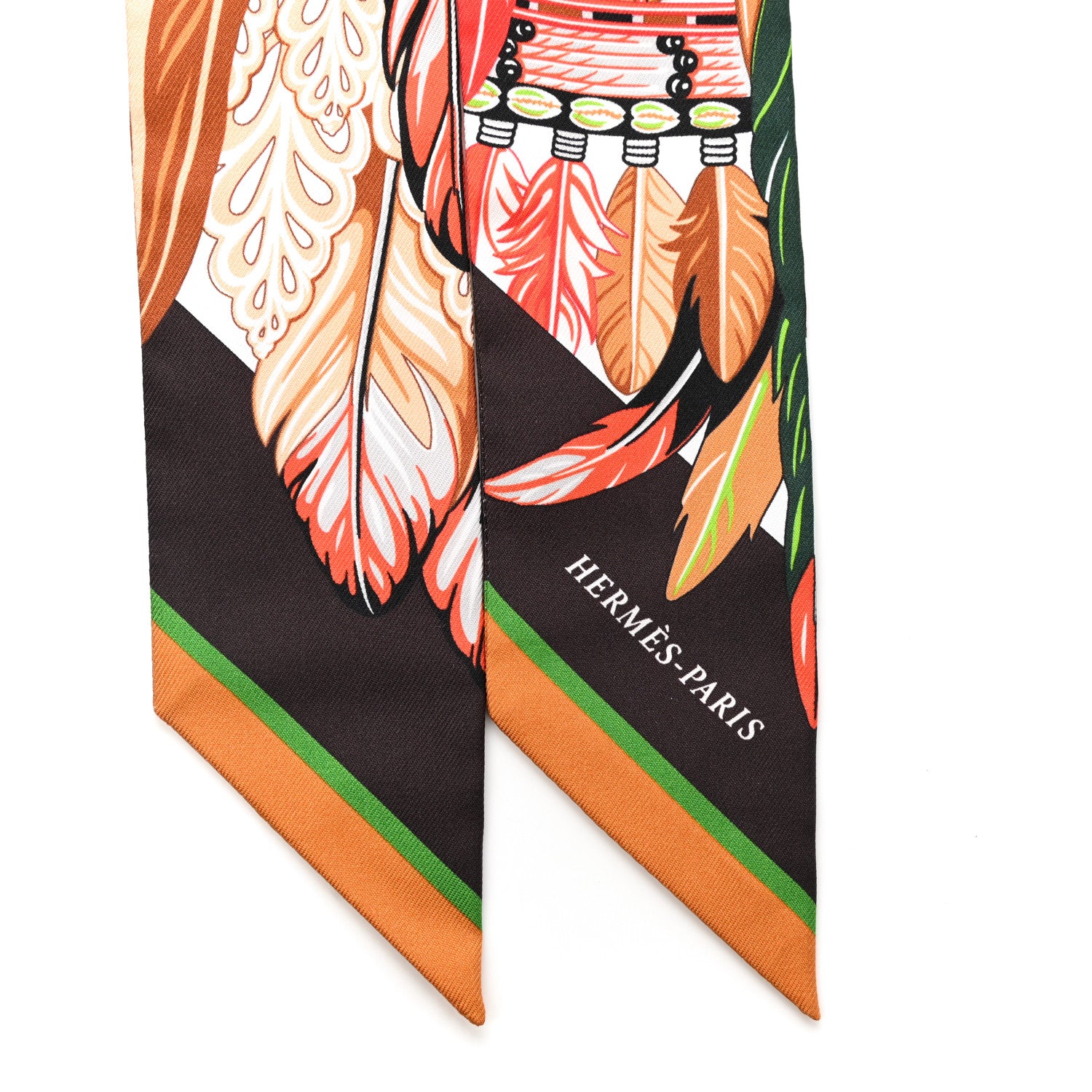 Hermes Silk La Danse Pacifique Twilly Vert Vif Corail 2 of 4