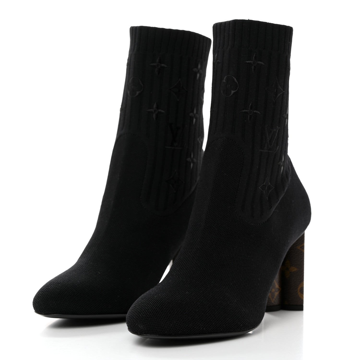 Louis Vuitton Monogram Stretch Fabric Silhouette Ankle Boots 40.5 Black 3 of 7