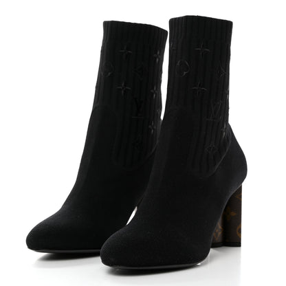 Louis Vuitton Monogram Stretch Fabric Silhouette Ankle Boots 40.5 Black 3 of 7