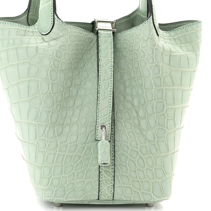 Hermes Matte Alligator Picotin Lock 18 Vert D Eau 8 of 11
