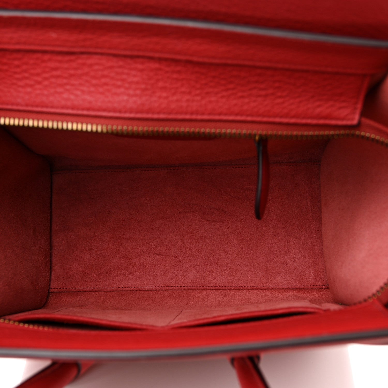Celine Drummed Calfskin Micro Luggage Red 5 of 15