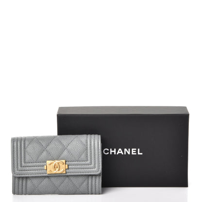 Chanel Caviar Quilted Boy Flap Card Holder Grey 9 of 9