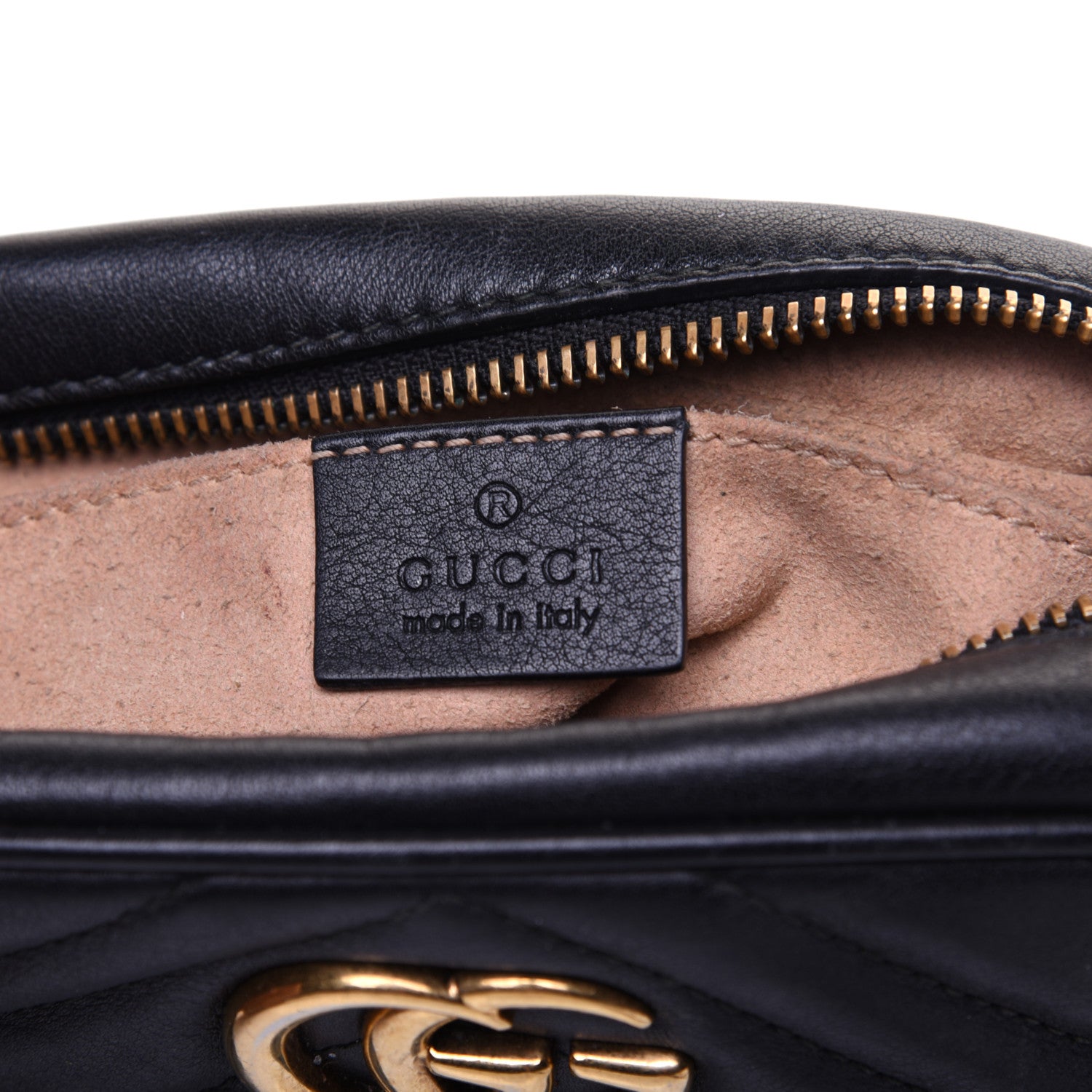 Gucci Calfskin Matelasse Mini GG Marmont Chain Shoulder Bag Black 8 of 13
