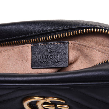 Gucci Calfskin Matelasse Mini GG Marmont Chain Shoulder Bag Black 8 of 13