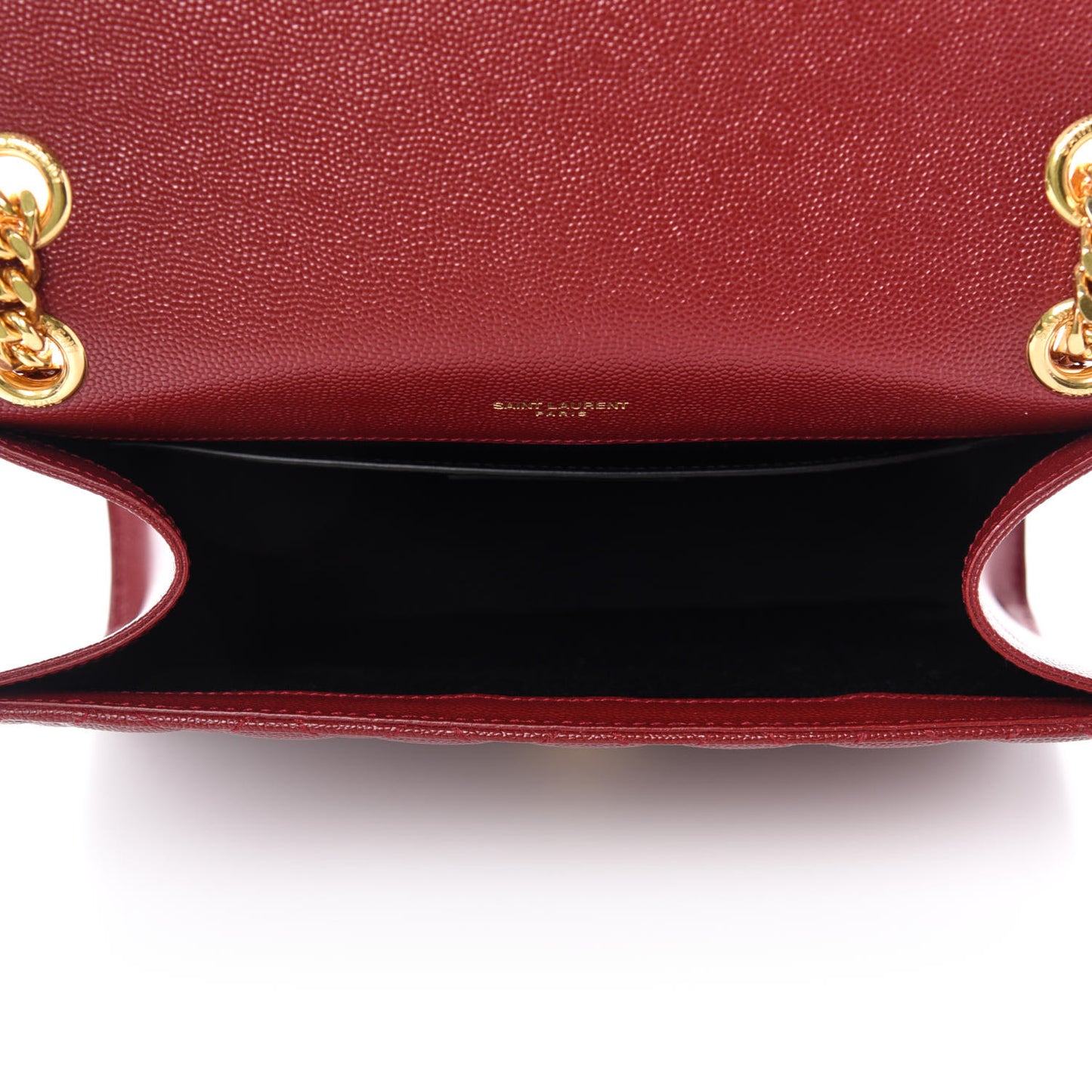 Grain De Poudre Textured Mixed Matelasse Triquilt Medium Monogram Satchel Oxblood