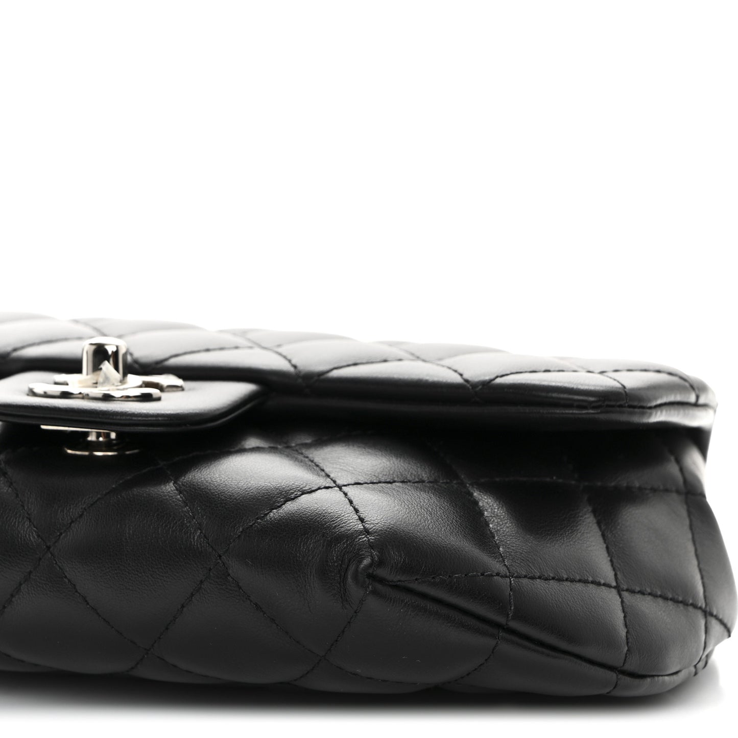 Calfskin Quilted CC Uniform Flap Belt Bag Black