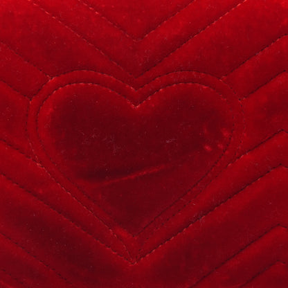 Gucci Velvet Matelasse Mini GG Marmont Shoulder Bag Hibiscus Red 17 of 21