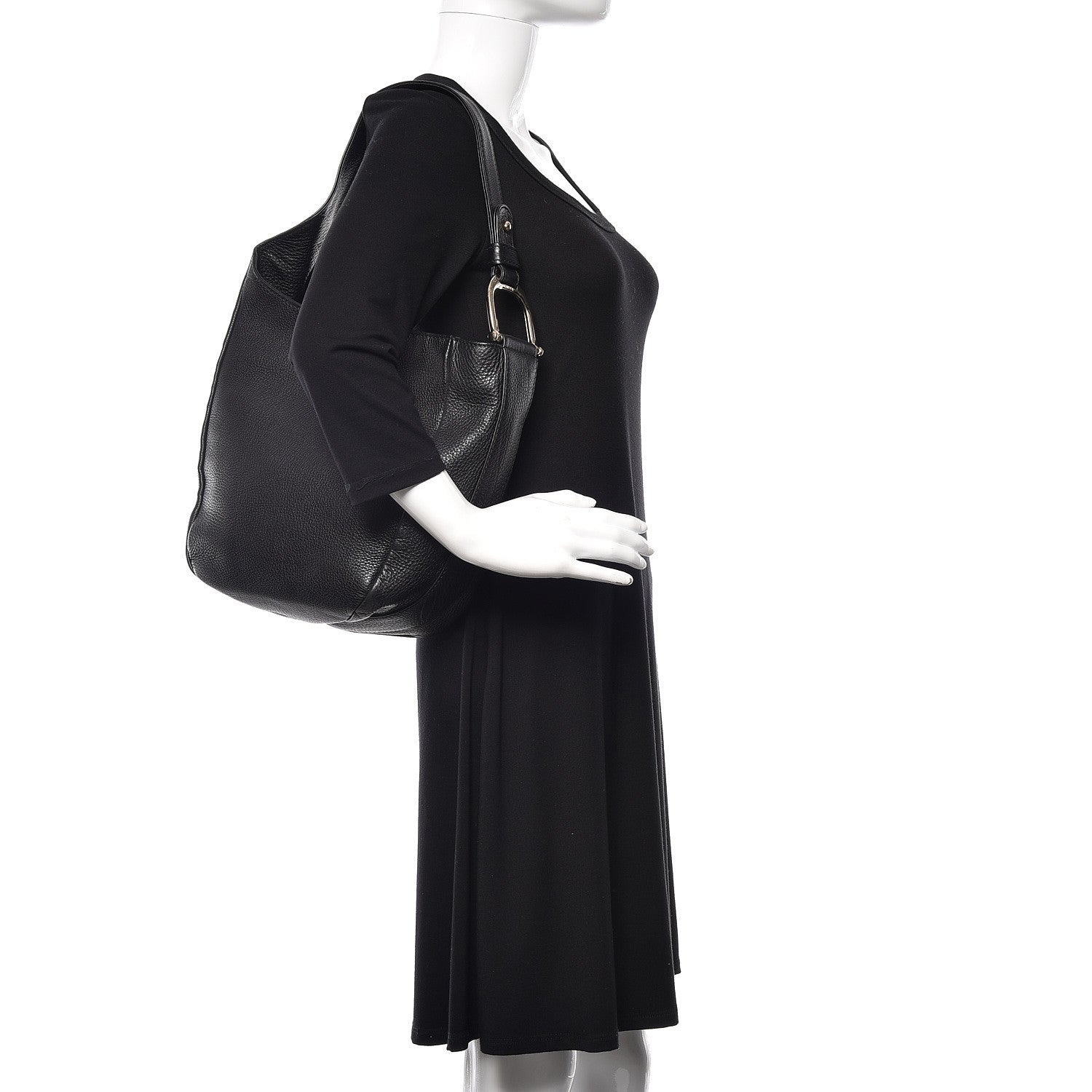 Gucci Pebbled Calfskin Shoulder Bag Black 2 of 12