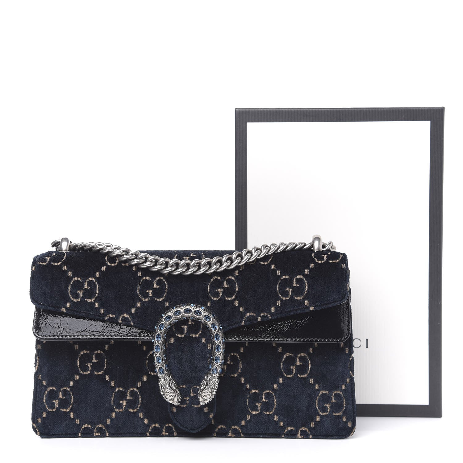 Gucci Velvet Skipper Crystal GG Monogram Small Dionysus Shoulder Bag Blue Beige Black 14 of 14