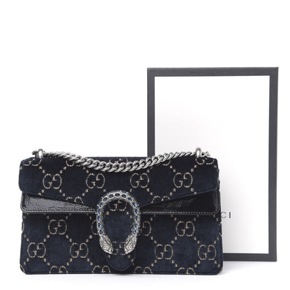Gucci Velvet Skipper Crystal GG Monogram Small Dionysus Shoulder Bag Blue Beige Black 14 of 14