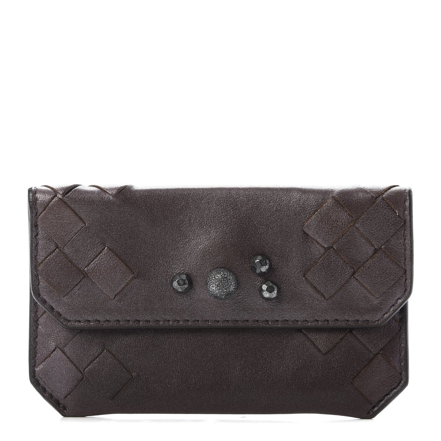 Nappa Intrecciato Studded Card Case