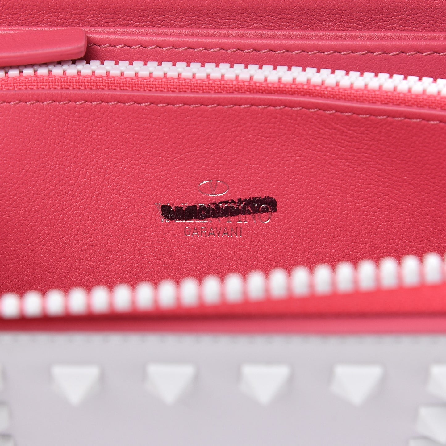Vitello Colorblock Free Rockstud Zip Around Wallet Shadow Pink White