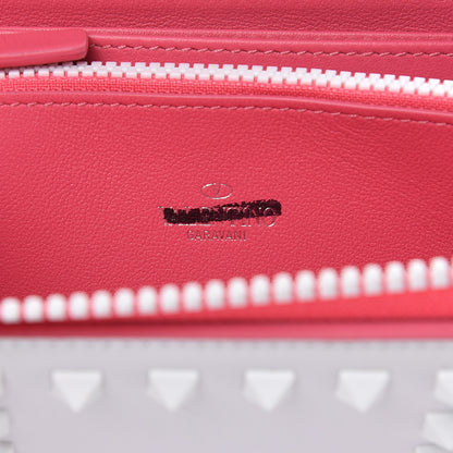 Valentino Garavani Vitello Colorblock Free Rockstud Zip Around Wallet Shadow Pink White 9 of 10