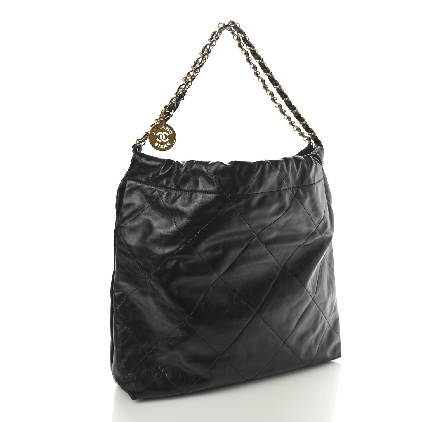 Shiny Calfskin Quilted Chanel 22 Black