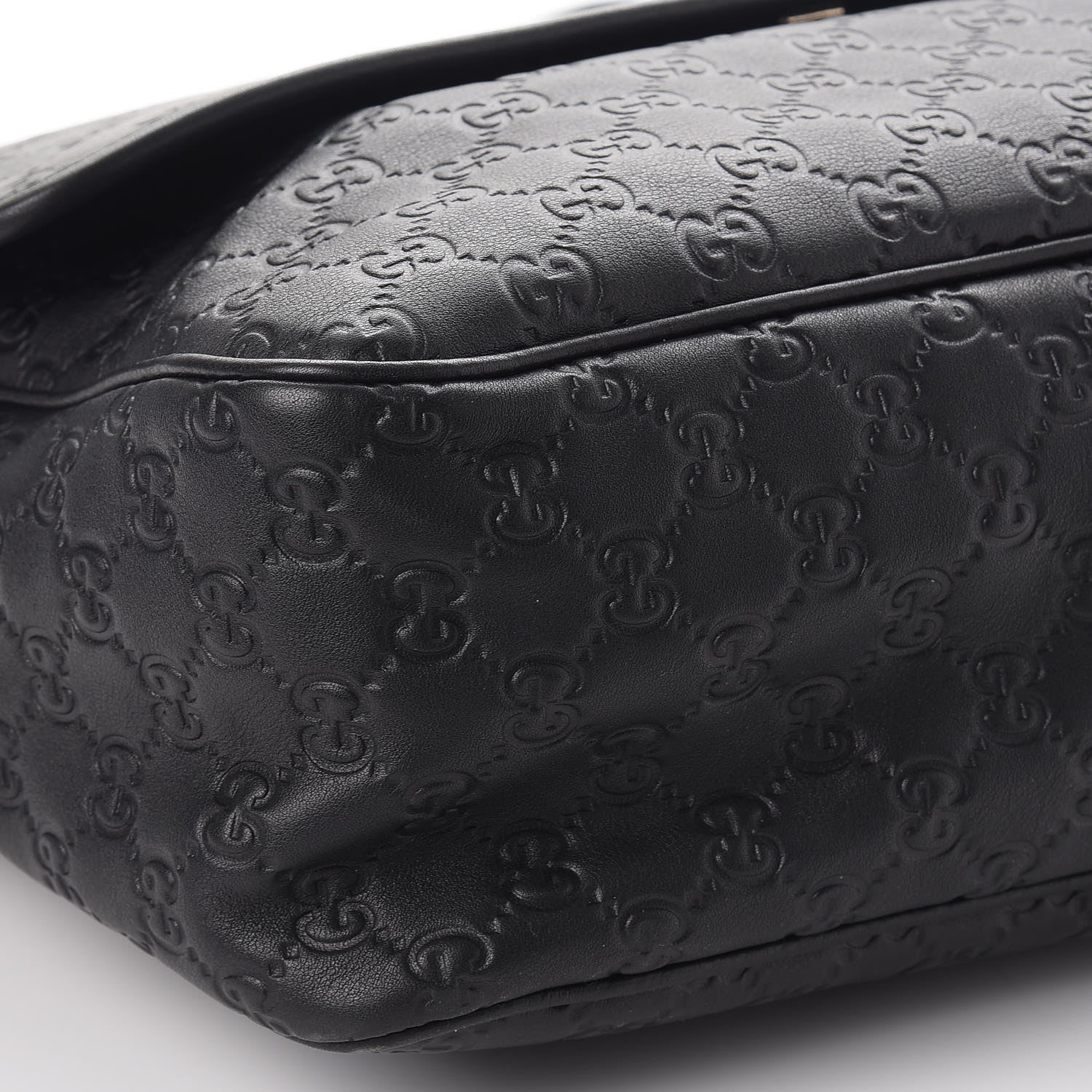 Gucci Guccissima Medium Flap Messenger Bag Black 8 of 9