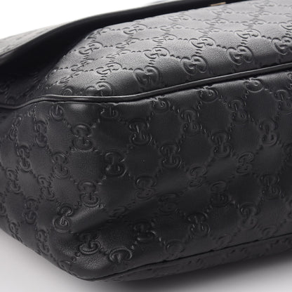 Gucci Guccissima Medium Flap Messenger Bag Black 8 of 9