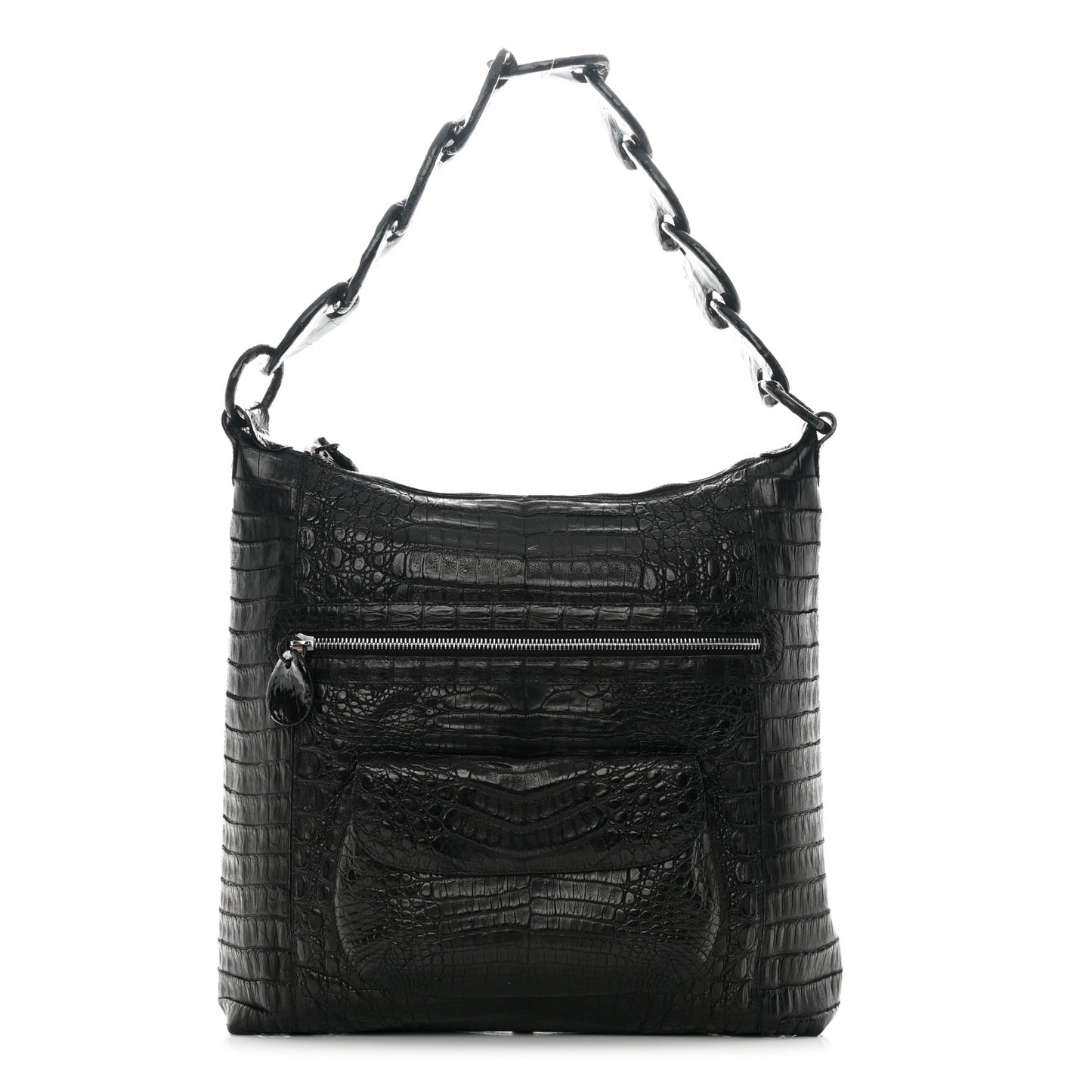 Crocodile Chain Hobo Black