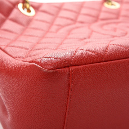 Chanel Caviar Quilted Grand Shopping Tote GST Red 9 of 15