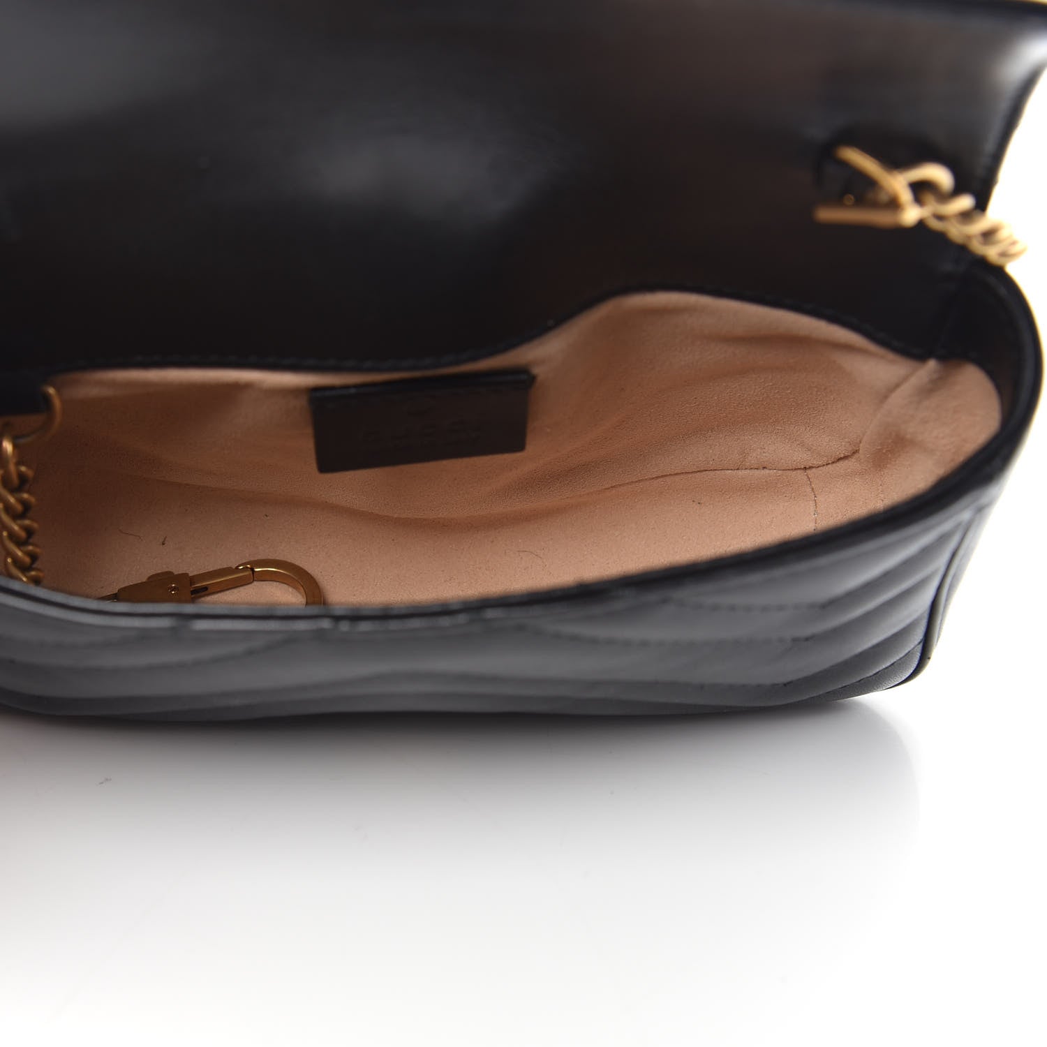 Gucci Calfskin Matelasse Super Mini GG Marmont Shoulder Bag Black 5 of 12