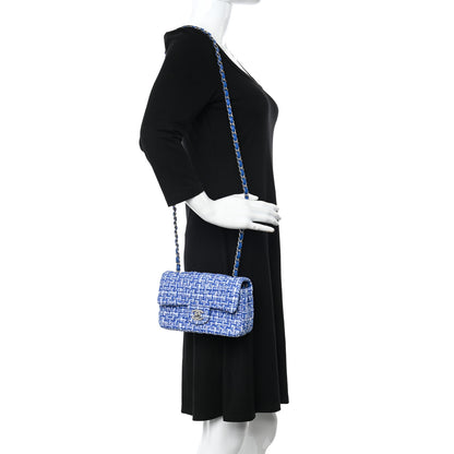 Chanel Tweed Quilted Mini Rectangular Flap Blue White 2 of 12
