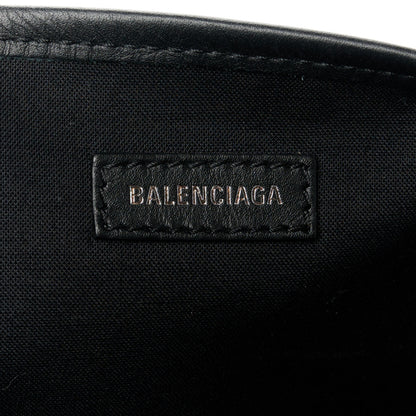Balenciaga Cotton Canvas Satin Calfskin M Navy Cabas Natural Black 7 of 12