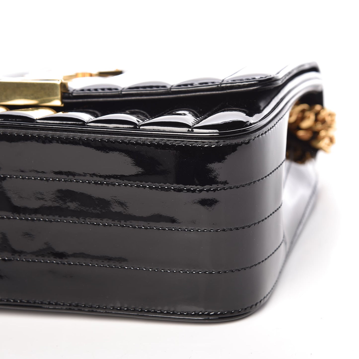 Patent Matelasse Monogram Large Vicky Chain Bag Black