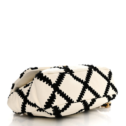 Chanel Calfskin Crochet Large Chanel 19 Flap White Black 4 of 11