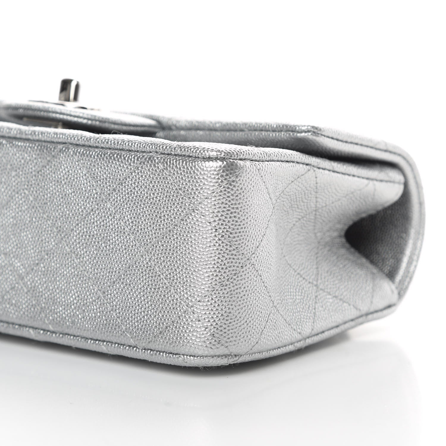Chanel Metallic Caviar Quilted Mini Top Handle Rectangular Flap Silver 10 of 11
