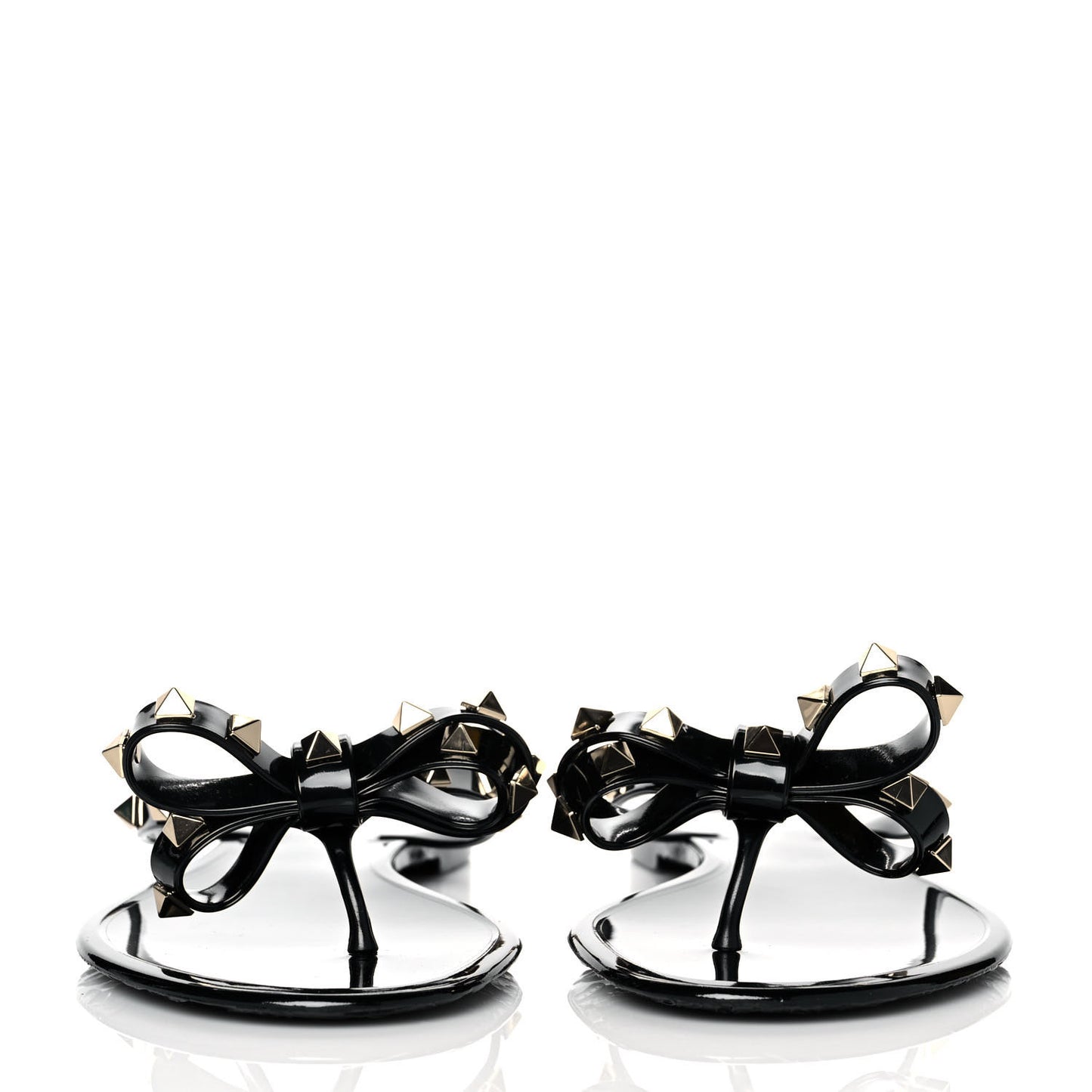 PVC Jelly Rockstud Bow Thong Sandals 39 Black