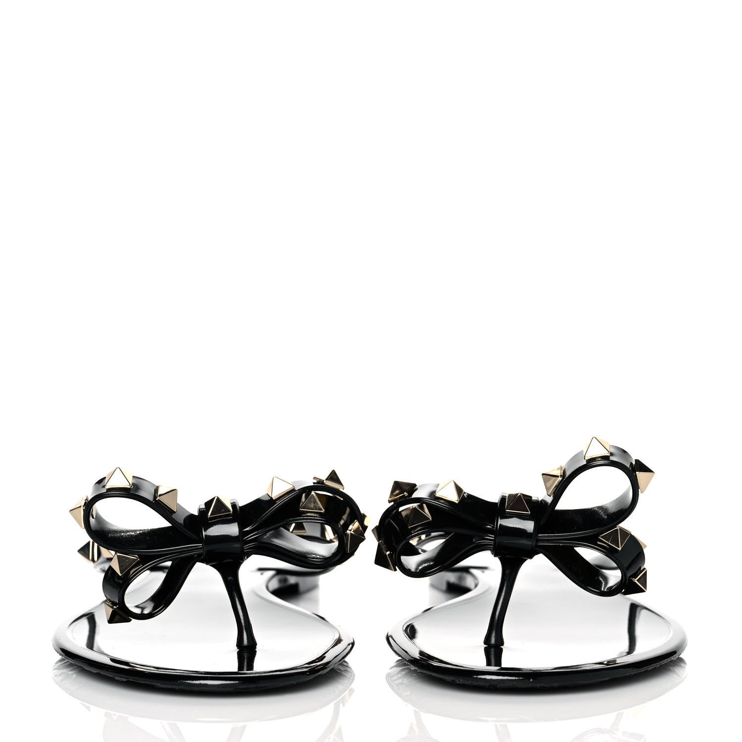 Valentino Garavani PVC Jelly Rockstud Bow Thong Sandals 39 Black 2 of 8