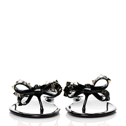 Valentino Garavani PVC Jelly Rockstud Bow Thong Sandals 39 Black 2 of 8