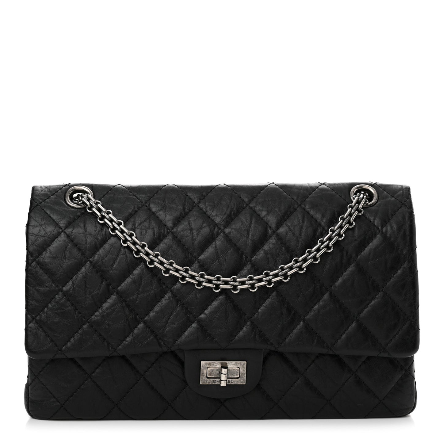 Aged Calfskin Quilted 2.55 Reissue 226 Flap Black