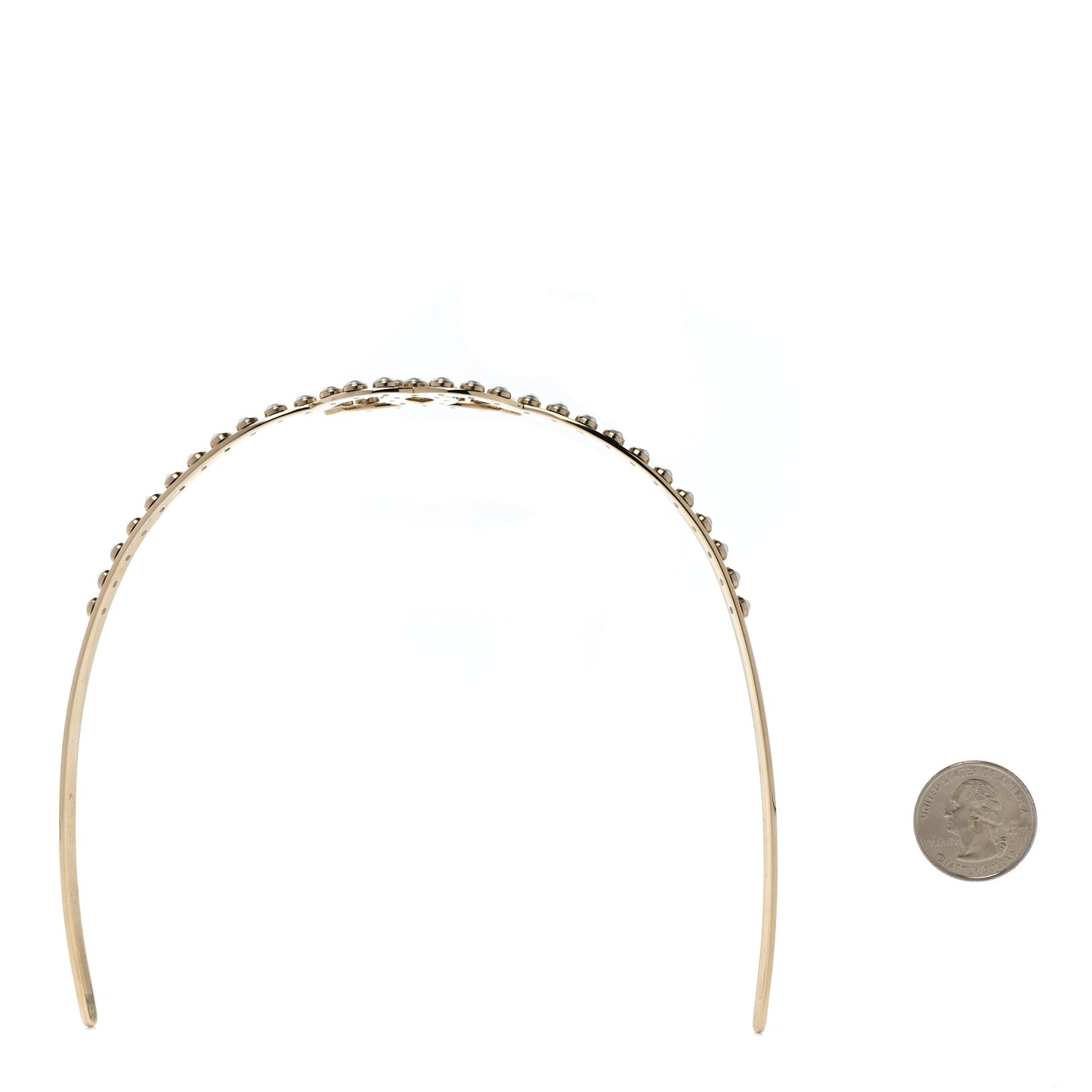 Metal Pearl CC Headband Light Gold