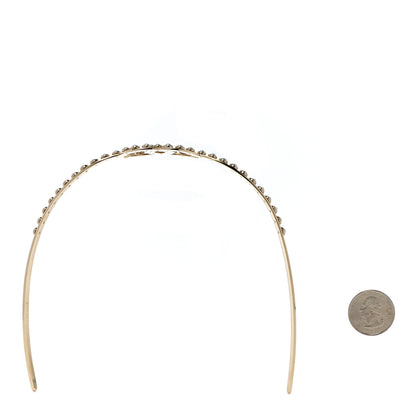 Chanel Metal Pearl CC Headband Light Gold 2 of 6