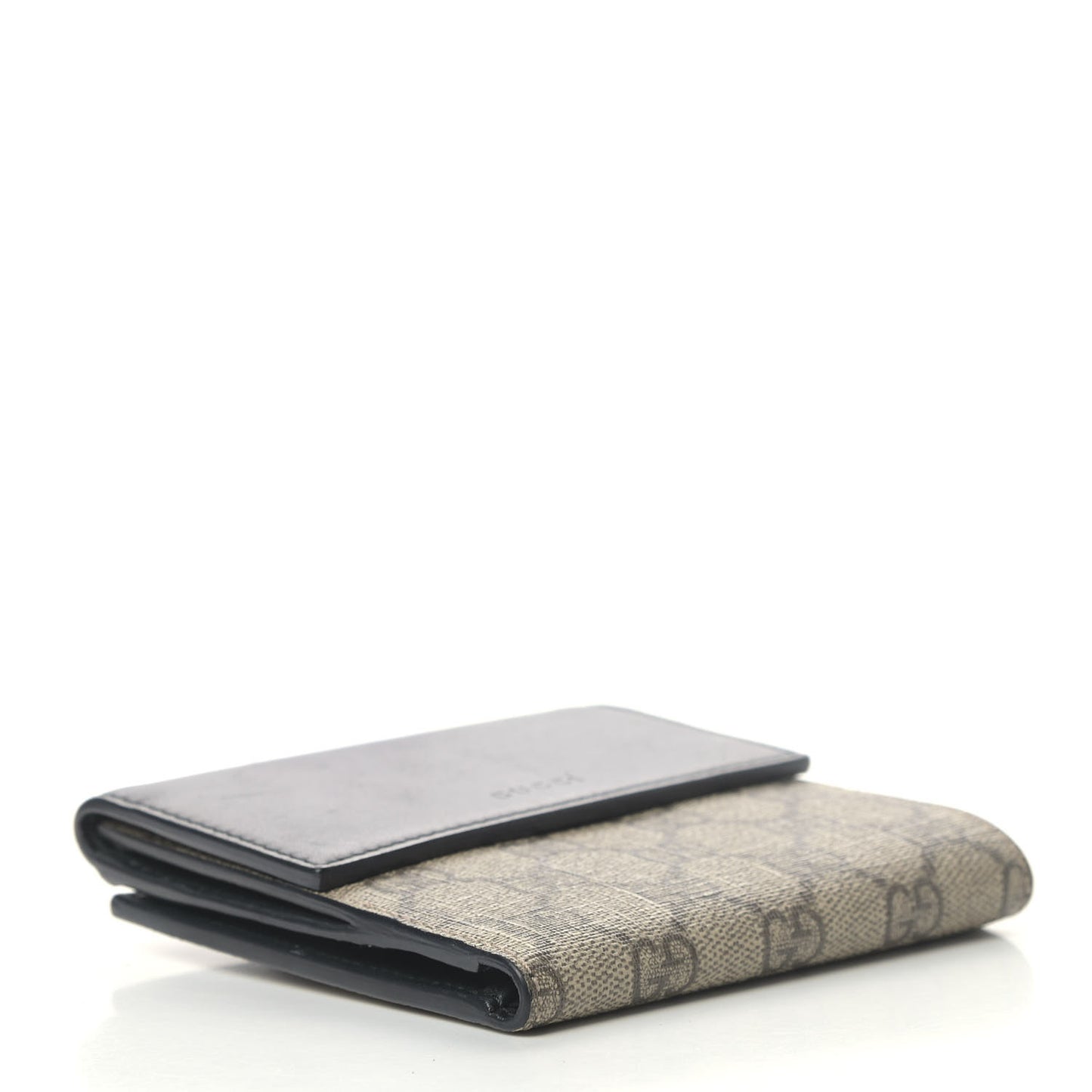 GG Supreme Monogram French Flap Wallet Black