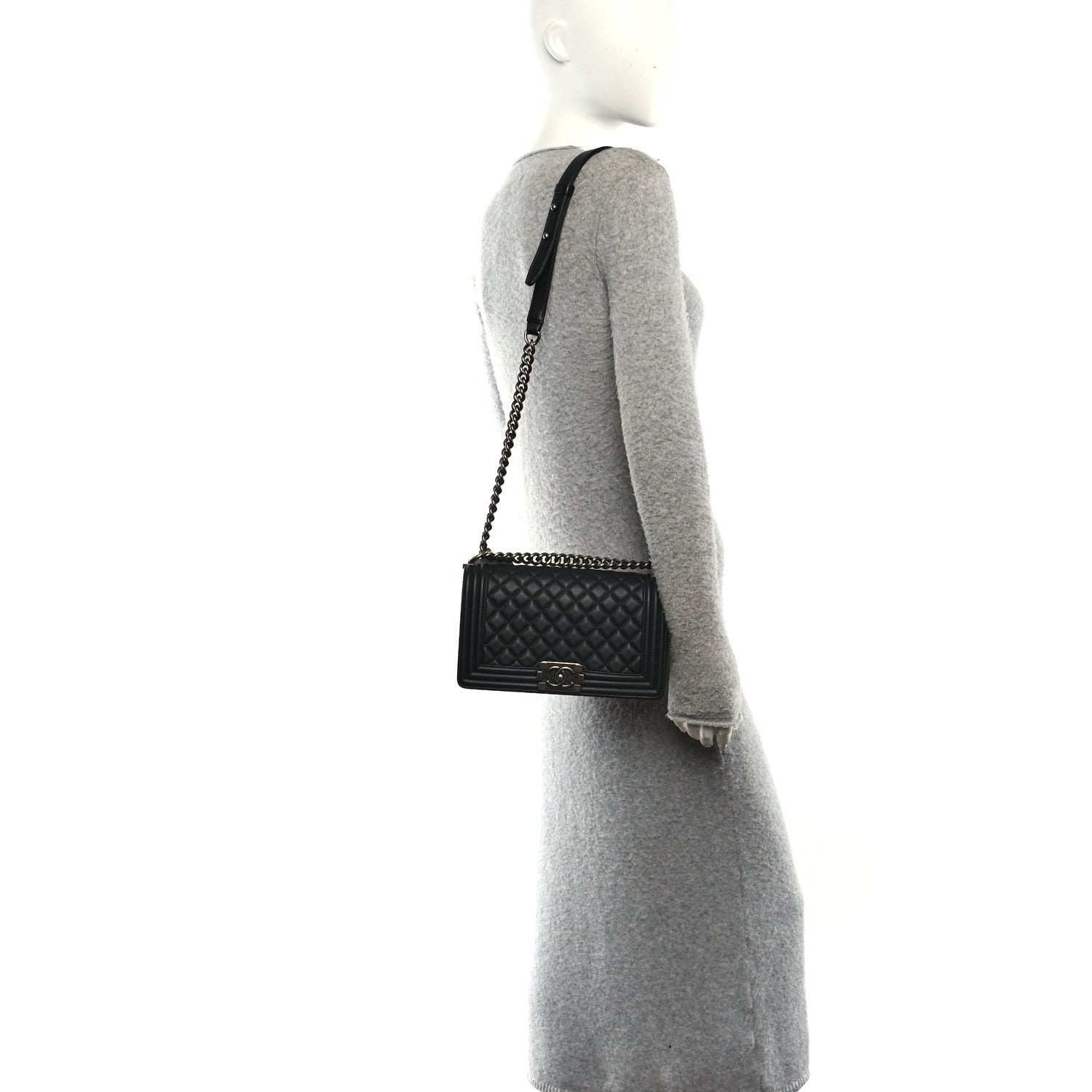 Chanel Lambskin Quilted Medium Boy Flap Black 2 of 10