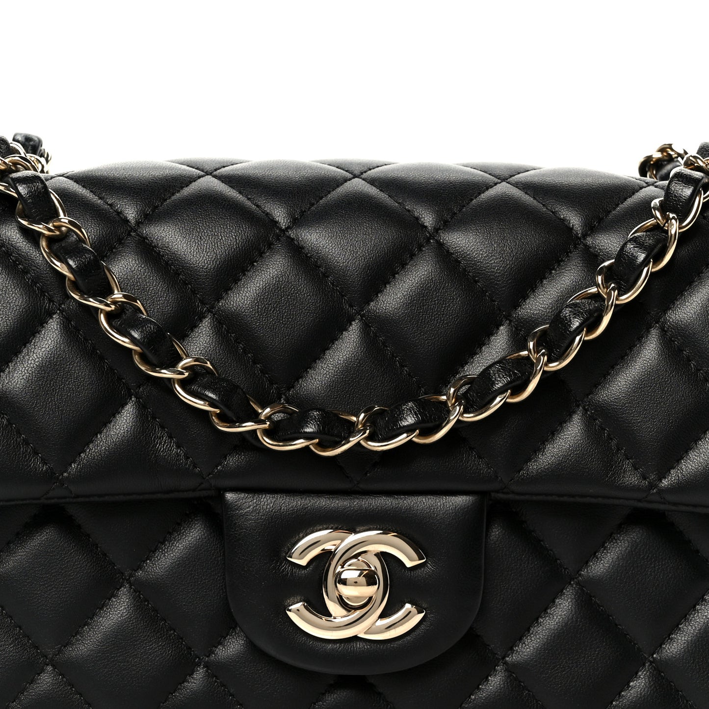 Lambskin Quilted Mini Rectangular Flap Black
