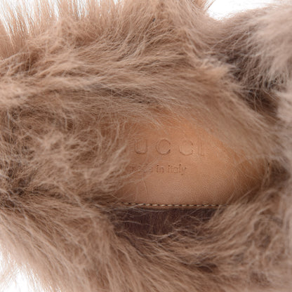 Gucci Velvet GG Monogram Fur Womens Princetown Slippers 39 Brown Black Natural 7 of 7