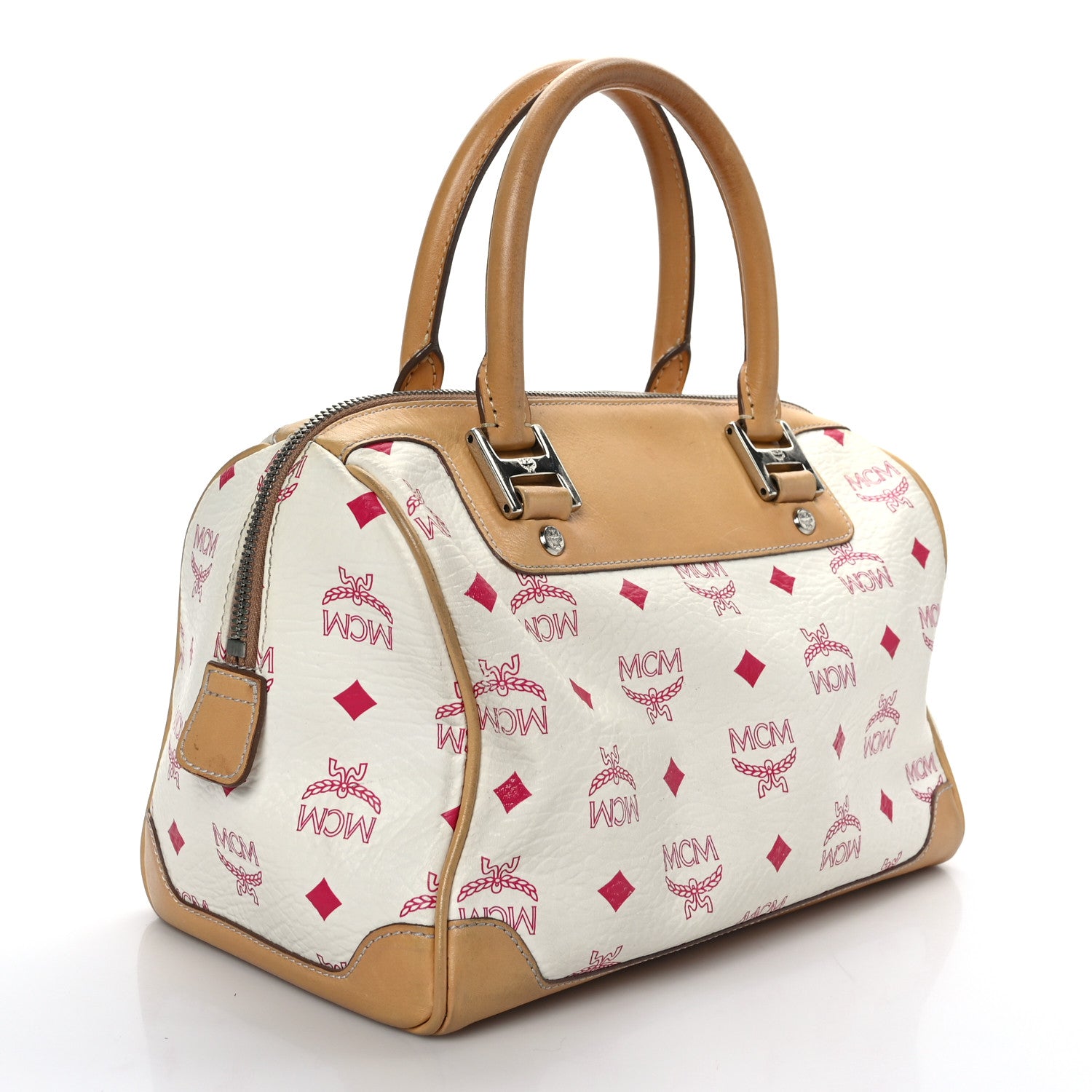 MCM Visetos Boston Bag White 3 of 10