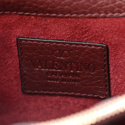 Valentino Garavani Pebbled Calfskin Rockstud Wallet on Chain Rubin 6 of 12