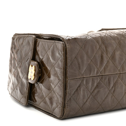 Chanel Shiny Crumpled Calfskin Quilted Small Chanel 25 Handbag Khaki 9 of 10