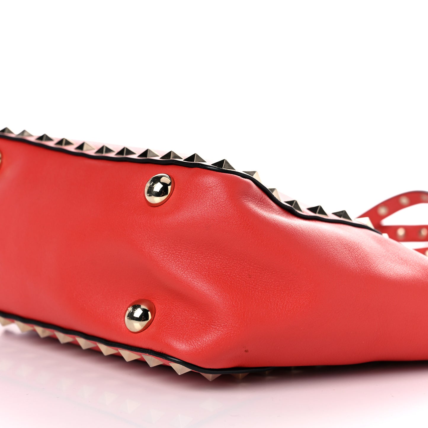 Vitello Mini Rockstud Tote Red