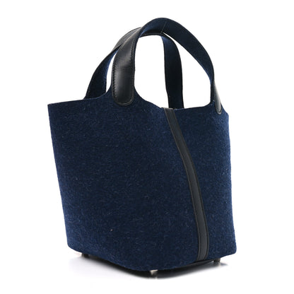 Hermes Feutre Swift Picotin Lock 18 PM  Bleu Nuit Black 2 of 10