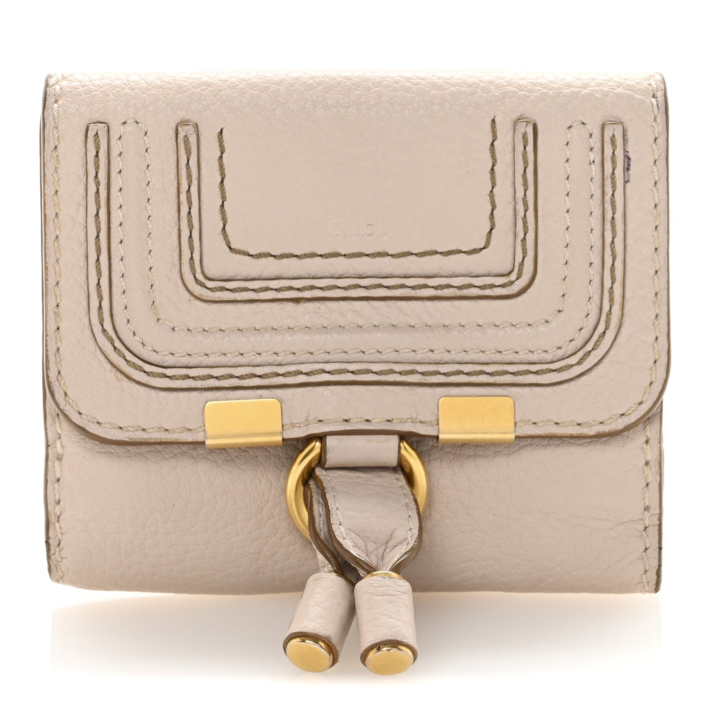 Grained Calfskin Marcie Square Wallet Abstract White