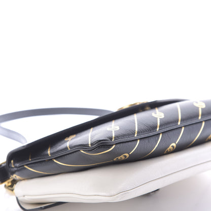 Gucci Calfskin Diagonal GG Medium Thiara Double Envelope Shoulder Bag Black White 5 of 12