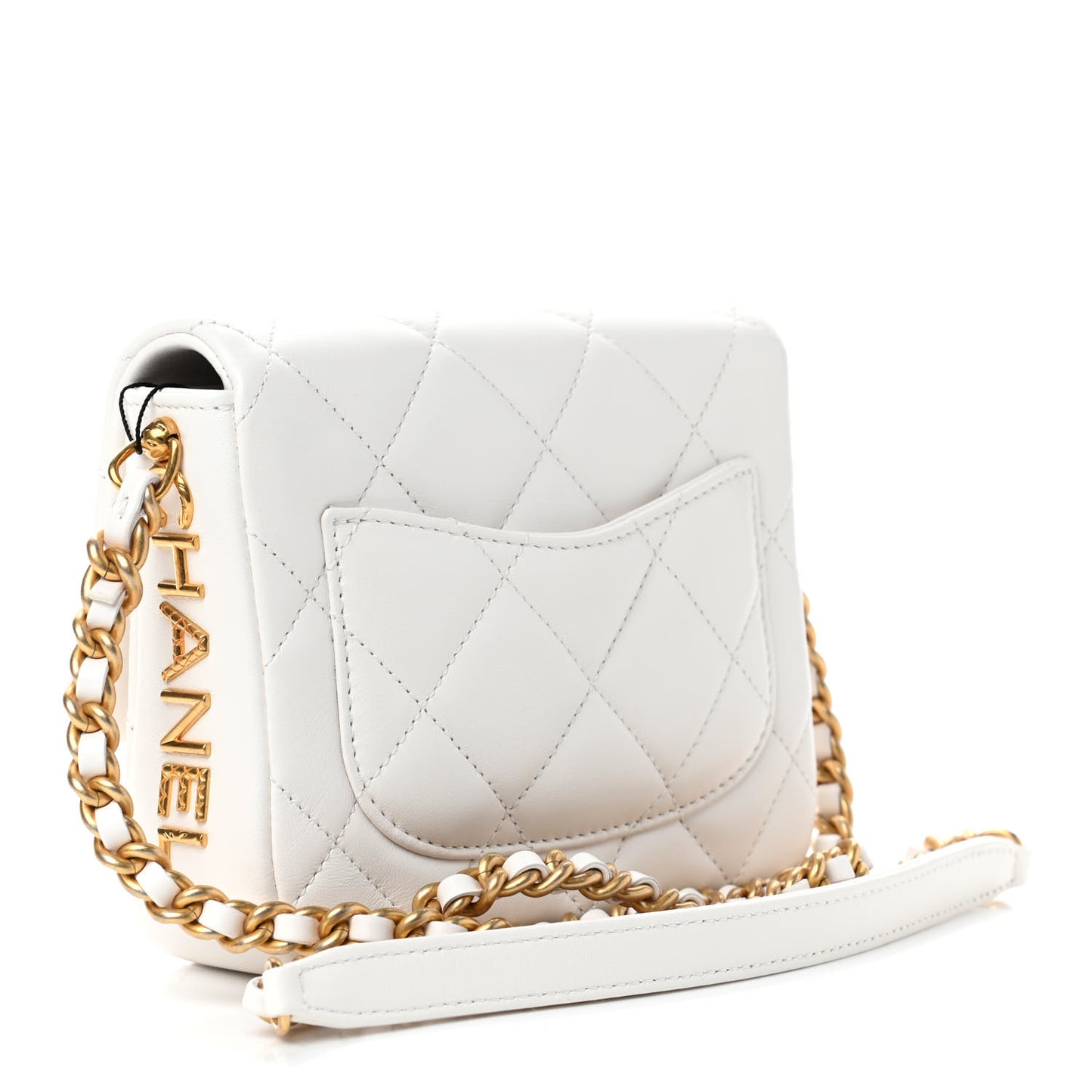 Lambskin Quilted Mini Side Note Flap White