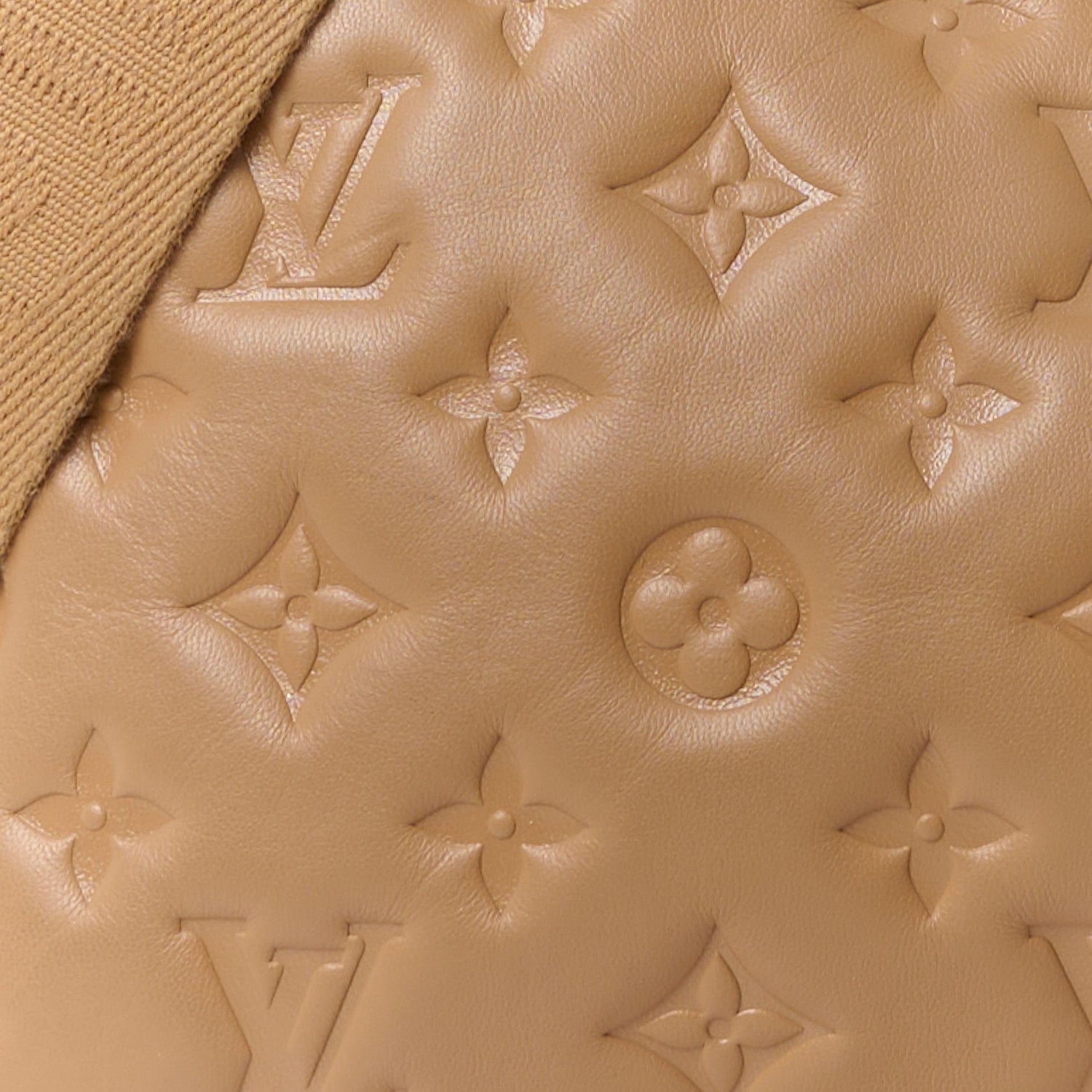 Louis Vuitton Lambskin Embossed Monogram Coussin PM Camel 9 of 12