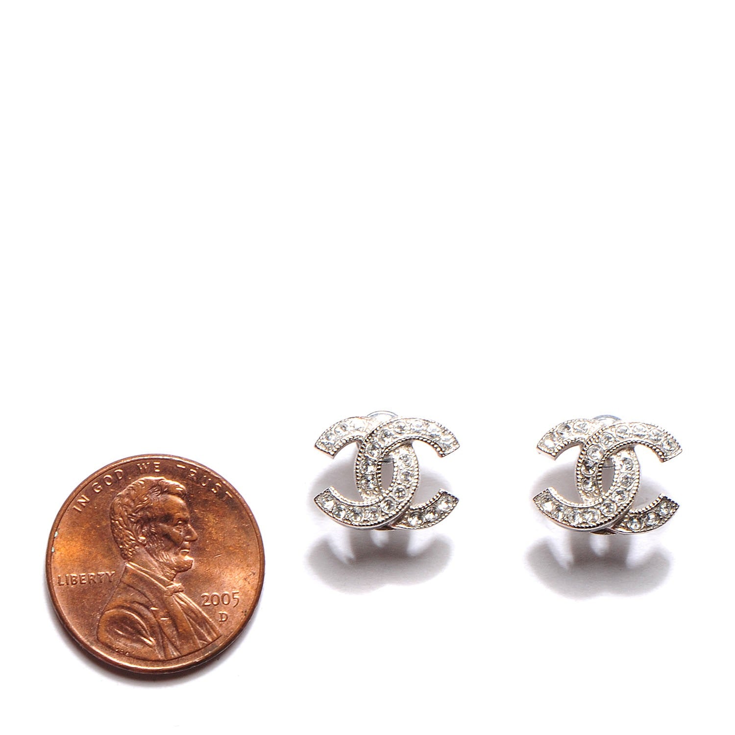 Chanel Crystal CC Earrings Silver 2 of 5